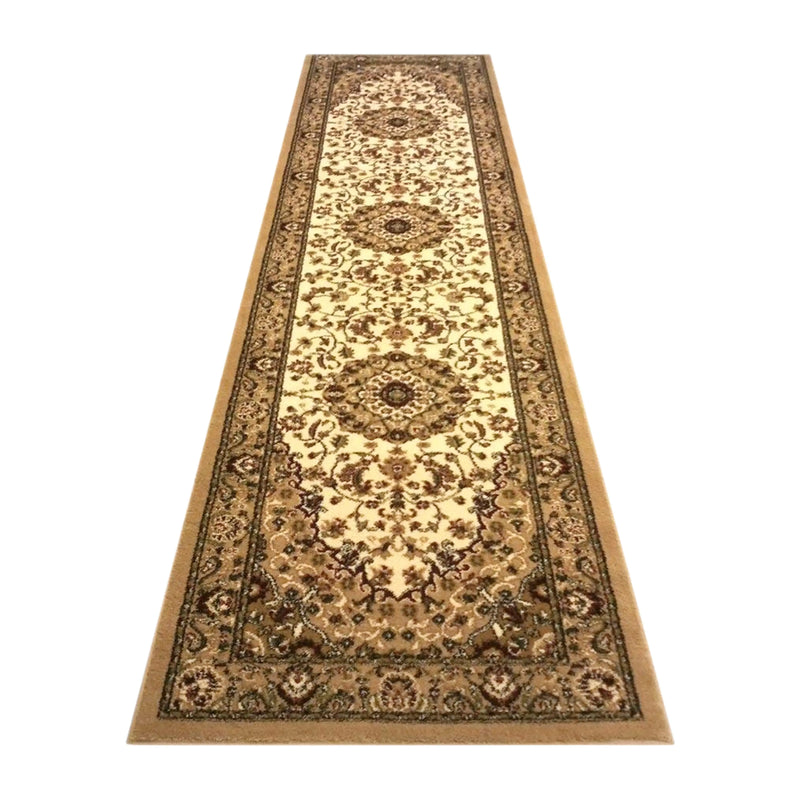 Florence Collection Persian Style 3' x 10' Ivory Area Rug - Olefin Rug with Jute Backing iHome Studio