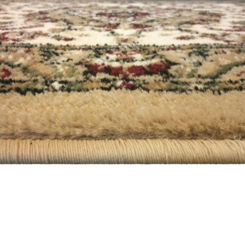 Florence Collection Persian Style 3' x 10' Ivory Area Rug - Olefin Rug with Jute Backing iHome Studio