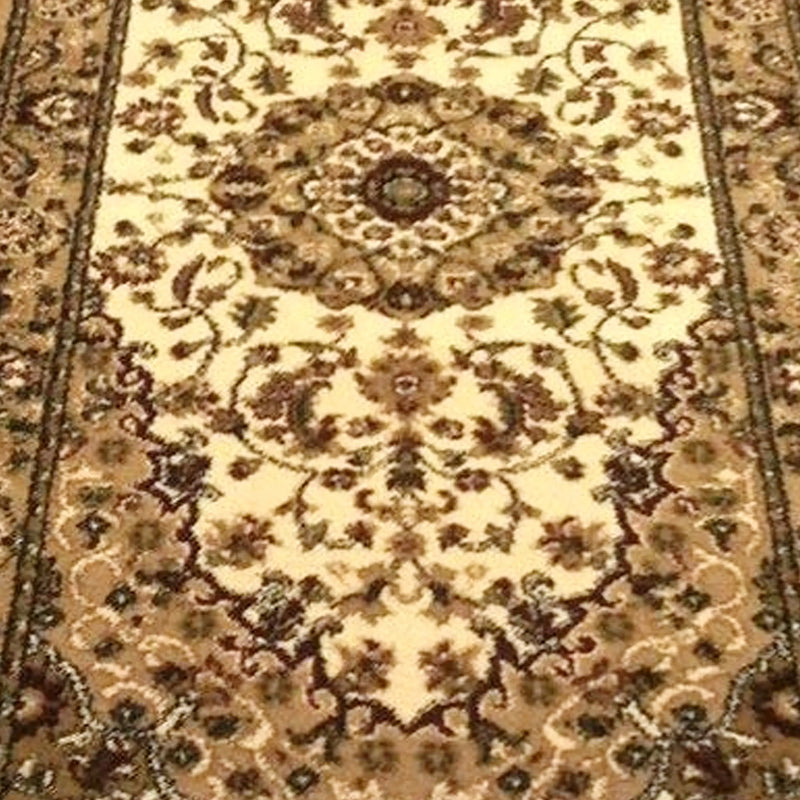 Florence Collection Persian Style 3' x 10' Ivory Area Rug - Olefin Rug with Jute Backing iHome Studio