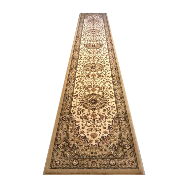 Florence Collection Persian Style 3' x 20' Ivory Area Rug - Olefin Rug with Jute Backing iHome Studio