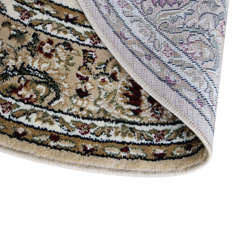 Florence Collection Persian Style 4x4 Ivory Round Area Rug-Olefin Rug with Jute Backing iHome Studio