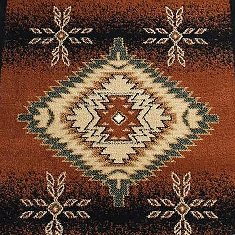 Florence Collection Southwestern Style 3' x 10' Brown Olefin Area Rug with Jute Backing iHome Studio