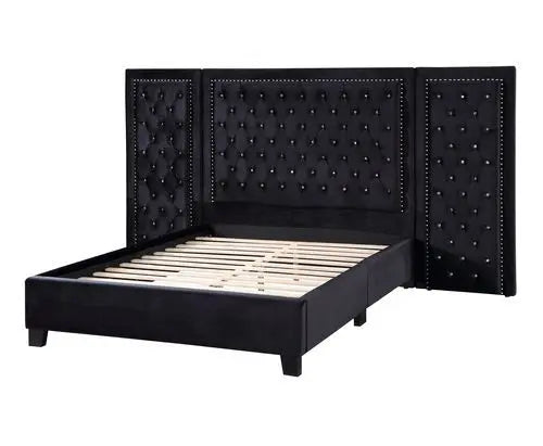 Frances King Bed, Black Velvet iHome Studio