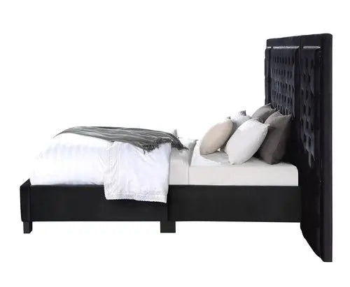 Frances King Bed, Black Velvet iHome Studio