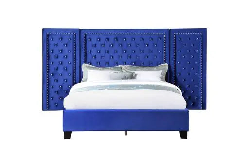 Frances King Bed, Blue Velvet iHome Studio