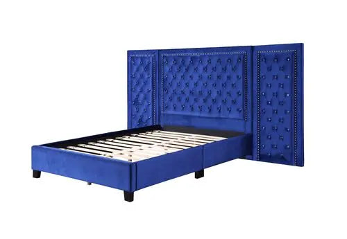 Frances King Bed, Blue Velvet iHome Studio