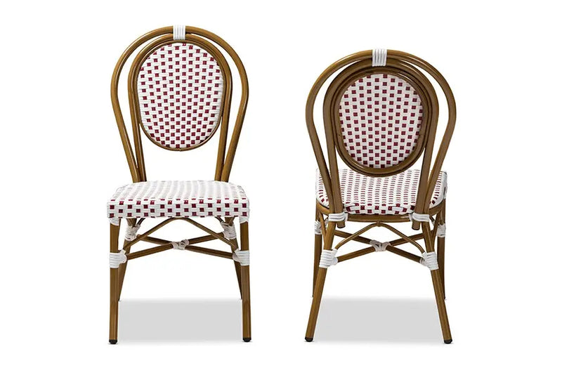 Gauthier Red/White Bamboo Style Stackable Bistro Dining Chair - 2pcs iHome Studio
