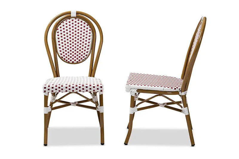 Gauthier Red/White Bamboo Style Stackable Bistro Dining Chair - 2pcs iHome Studio