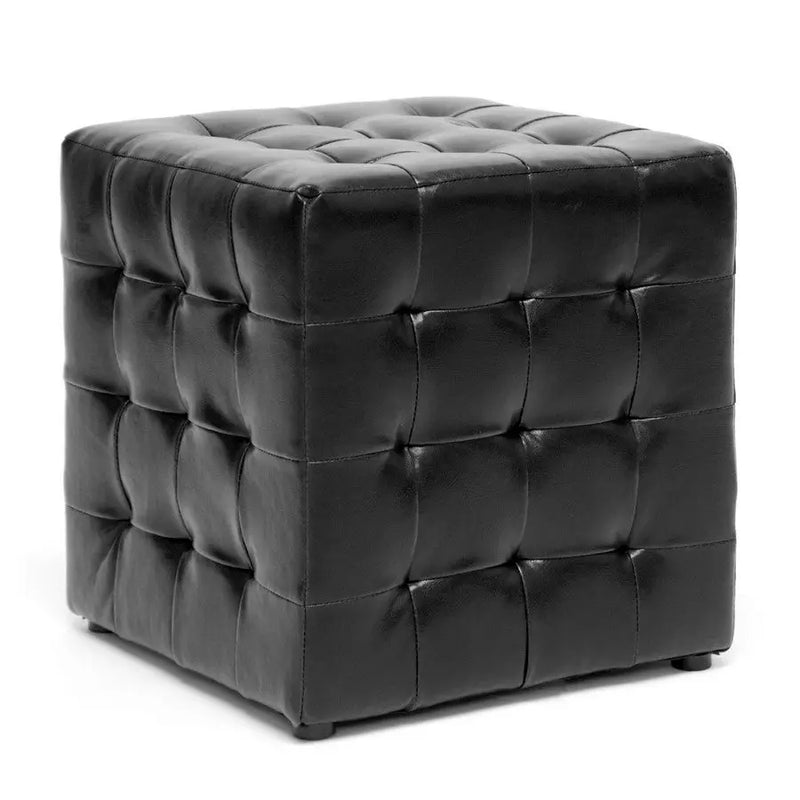 Gavin Black Faux Leather Modern Cube Ottoman iHome Studio
