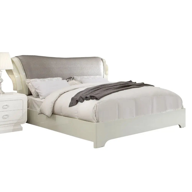 Gemma King Bed w/Sleigh Headboard, Ivory iHome Studio