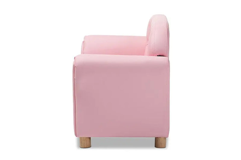 Gemma Pink Faux Leather 2-Seater Kids Loveseat iHome Studio