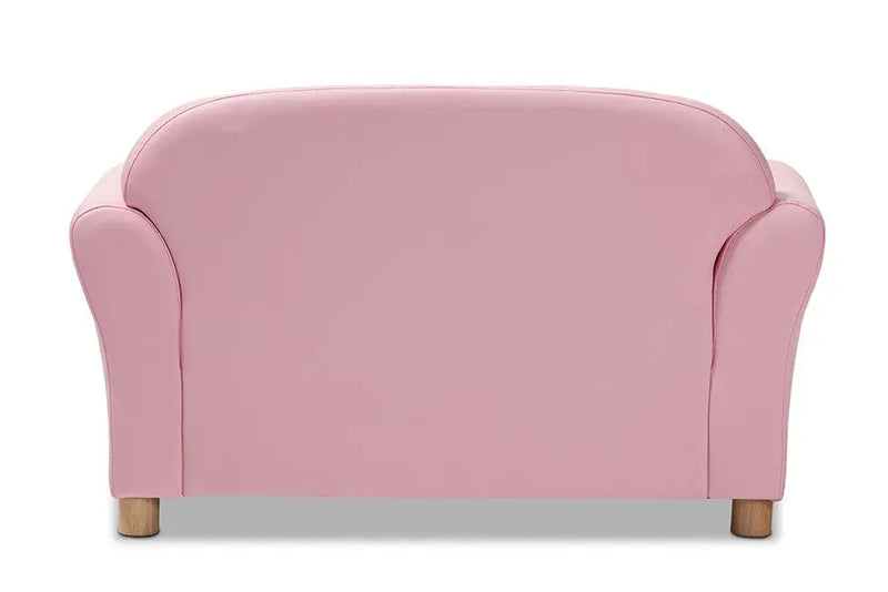 Gemma Pink Faux Leather 2-Seater Kids Loveseat iHome Studio