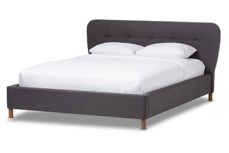 Germaine Dark Grey Fabric Grid-Tufting Platform Bed (Queen) iHome Studio