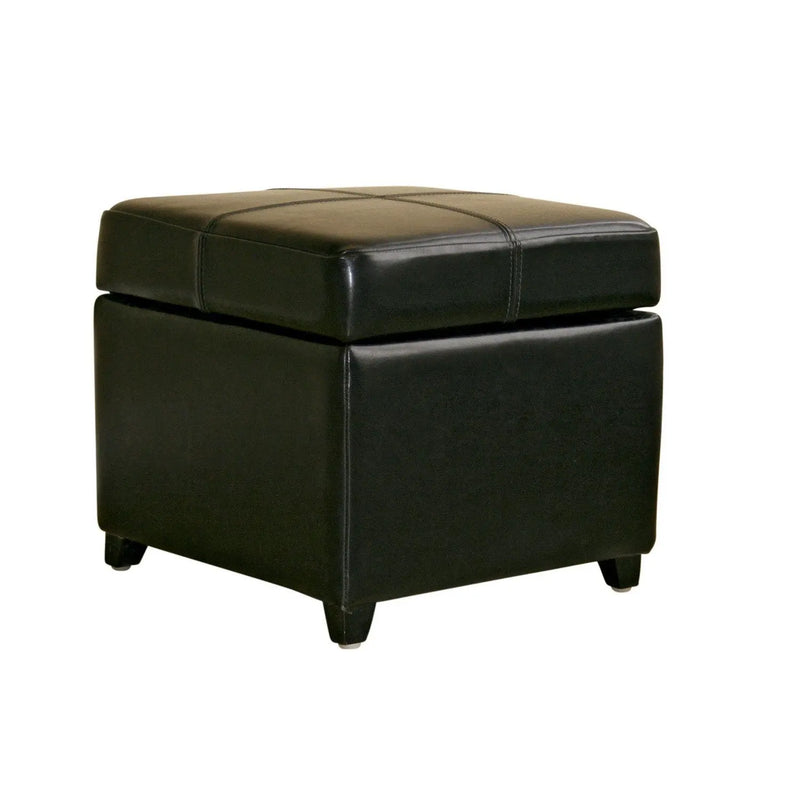 Greyson Black Leather Storage Cube Ottoman iHome Studio