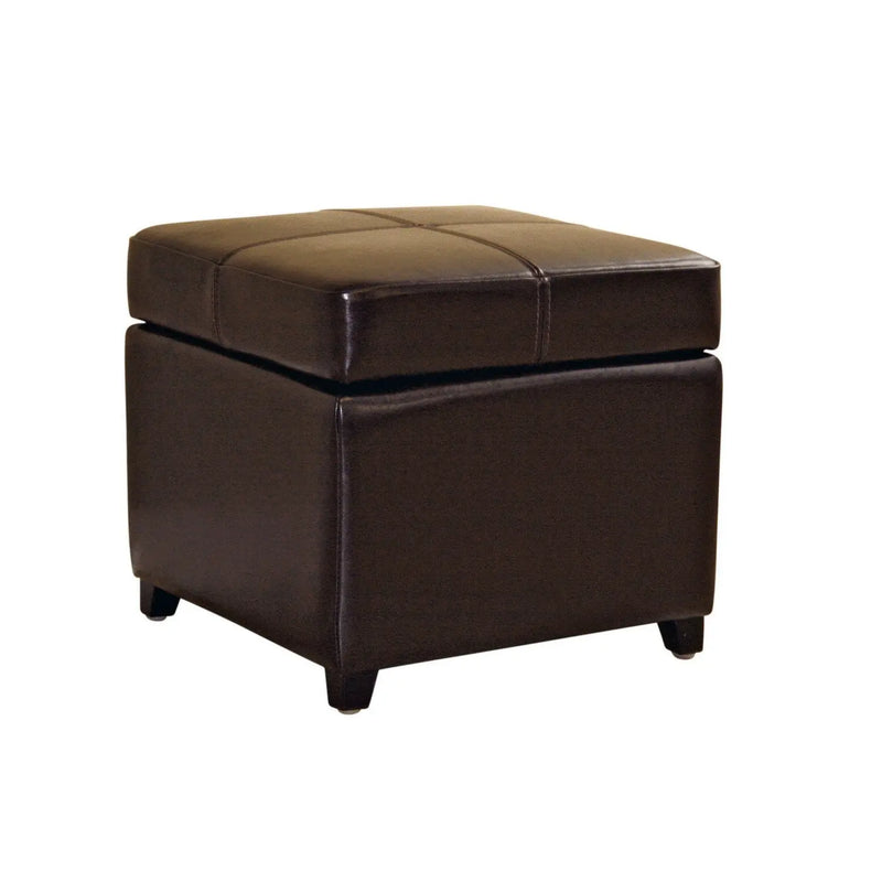 Greyson Dark Brown Leather Storage Cube Ottoman iHome Studio
