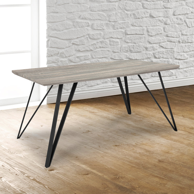 Connie 31.5" x 63" Rectangular Dining Table, Distressed Gray Wood Finish iHome Studio