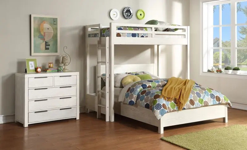 Hallie Queen Bed, Weathered White Finish iHome Studio