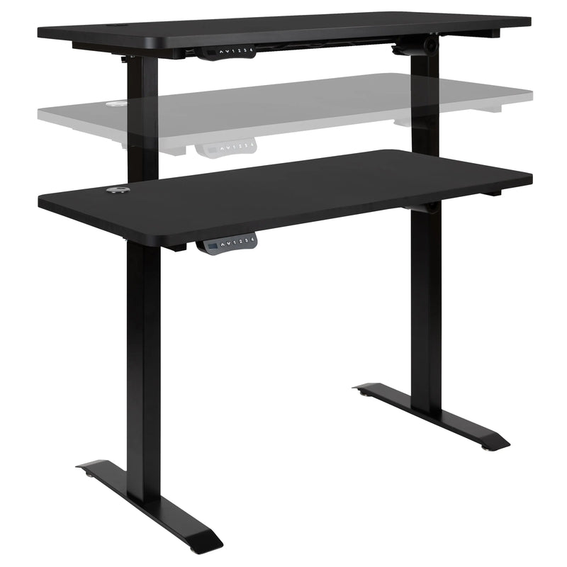 Hamlet 48" Black Electric Height Adjustable Standing Desk w/Black Faux Leather Office Chair iHome Studio