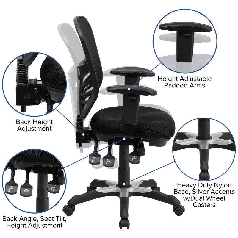 Hamlet 48" Black Electric Height Adjustable Standing Desk w/Black Mesh Office Chair iHome Studio