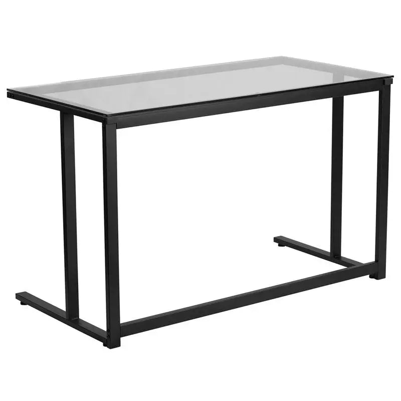 Hamlet Glass Computer Desk w/Black Pedestal Frame iHome Studio