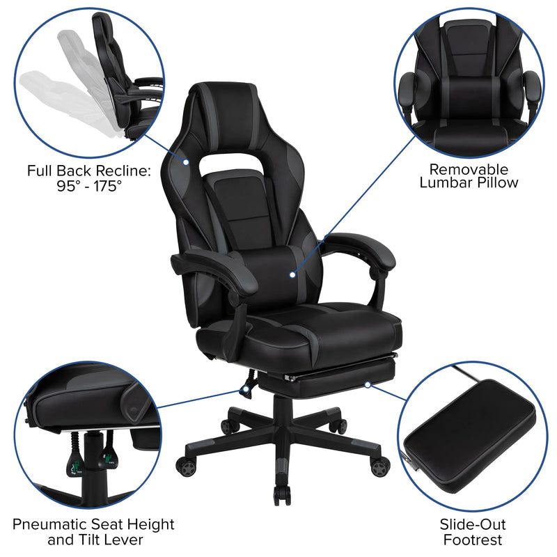 Hamlet Laminate Top Desk w/Footrest & Lumbar Support Chair Set iHome Studio