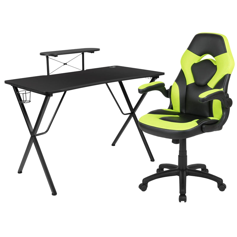 Hamlet Laminate Top Desk w/Raised Platform & Racing Chair Set iHome Studio