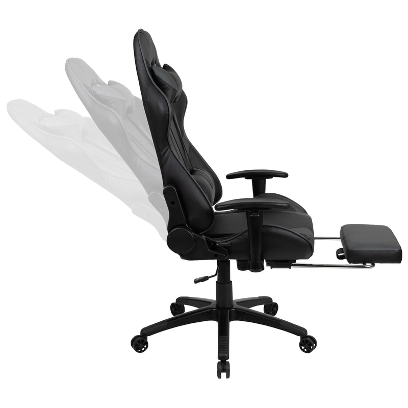 Hamlet Laminate Top Desk w/Raised Platform & Racing Lumber/Footrest Chair Set iHome Studio
