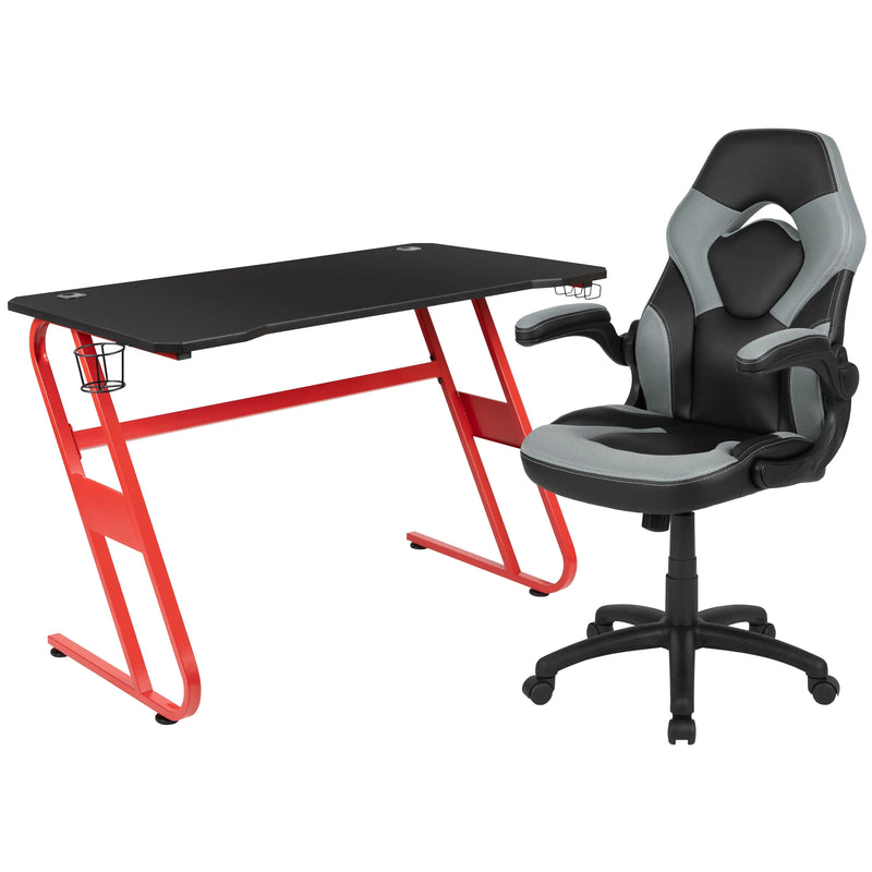 Hamlet Laminate Top, Red Frame Desk w/Racing Chair Set iHome Studio