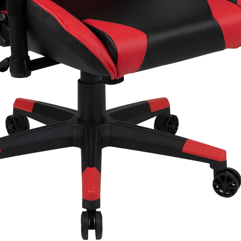 Hamlet Laminate Top, Red Frame Desk w/Removable Headrest & Lumbar Support Chair Set iHome Studio