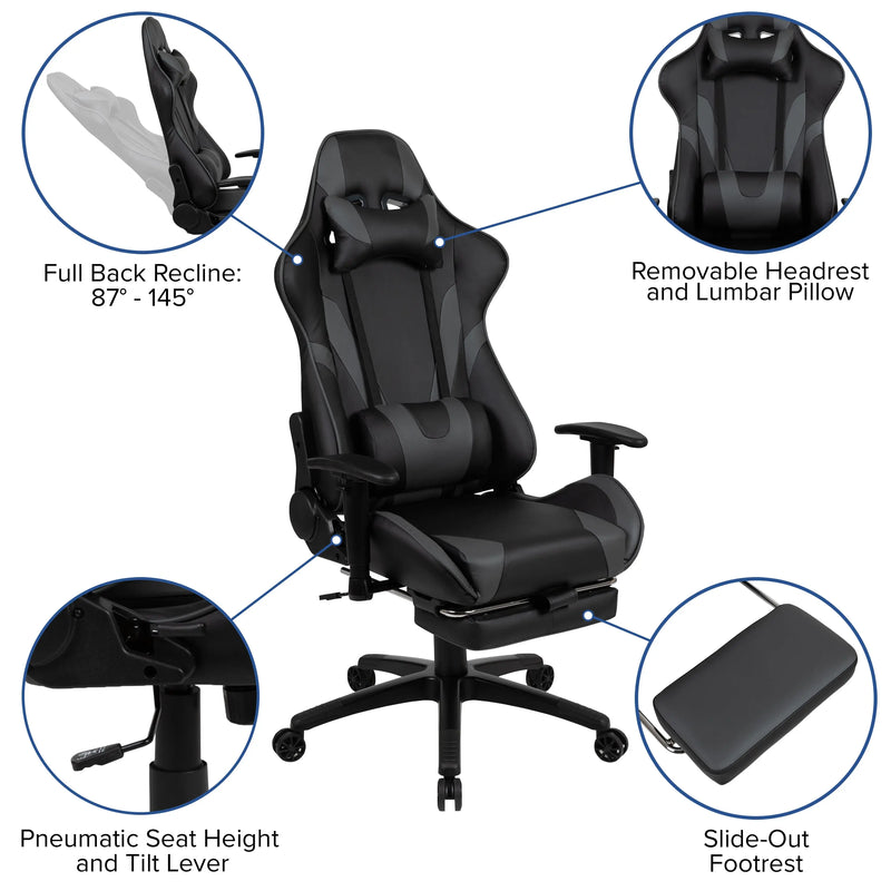 Hamlet Laminate Top, Red Frame Desk w/Removable Headrest & Lumbar Support Chair Set, Footrest iHome Studio