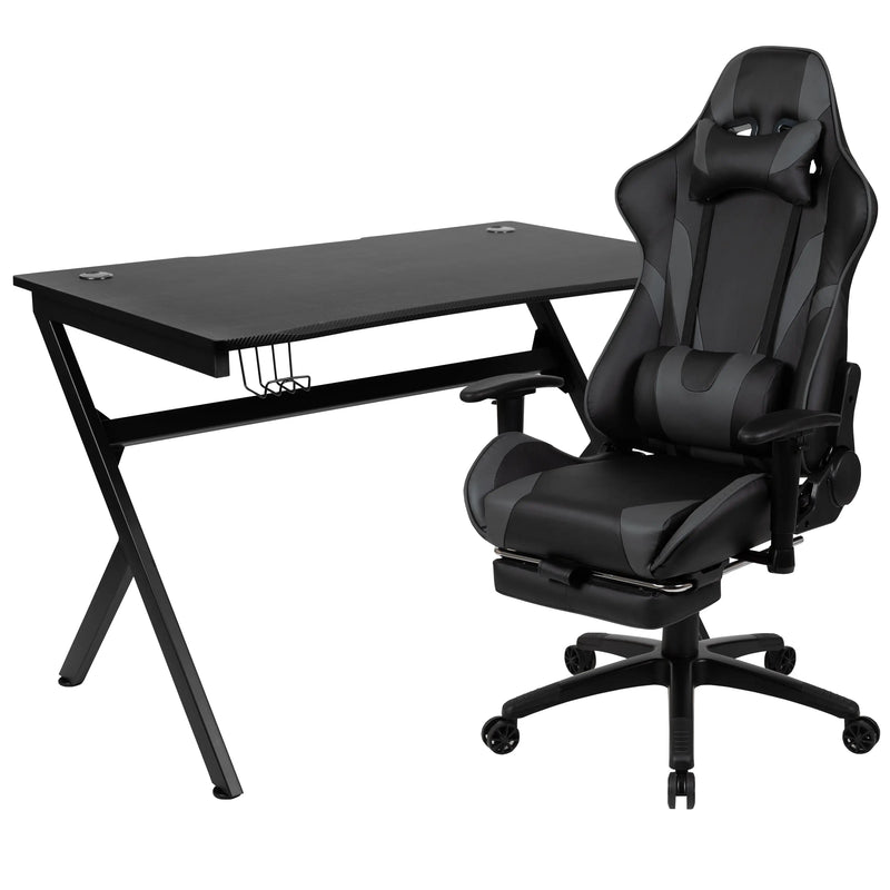 Hamlet Resin Top Desk w/Removable Headrest & Lumbar Support Chair Set, Footrest iHome Studio