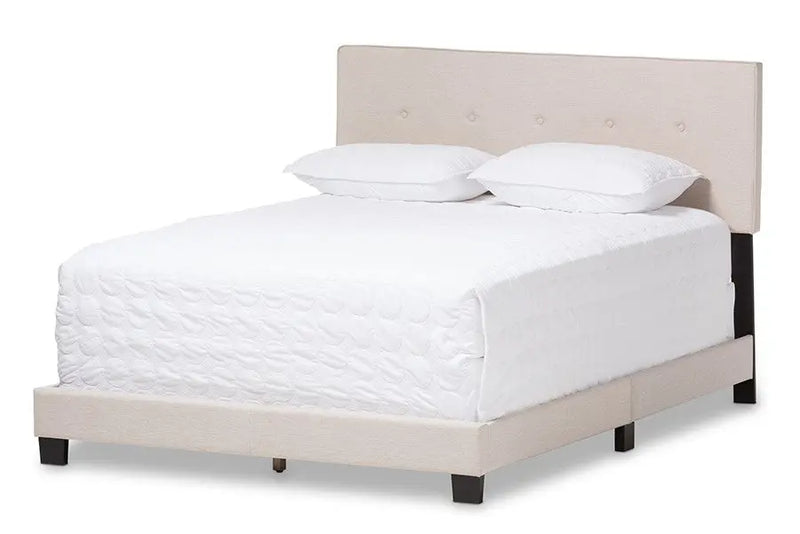 Hampton Light Beige Fabric Upholstered Box Spring Bed (Full) iHome Studio