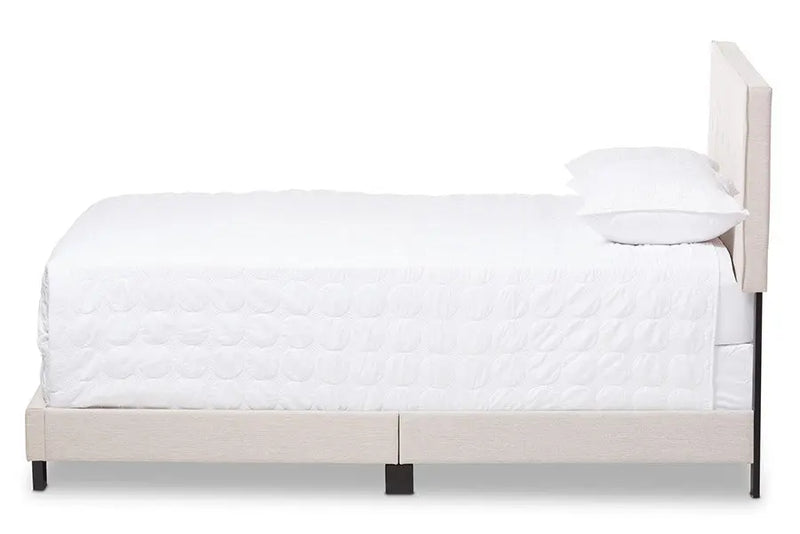 Hampton Light Beige Fabric Upholstered Box Spring Bed (King) iHome Studio