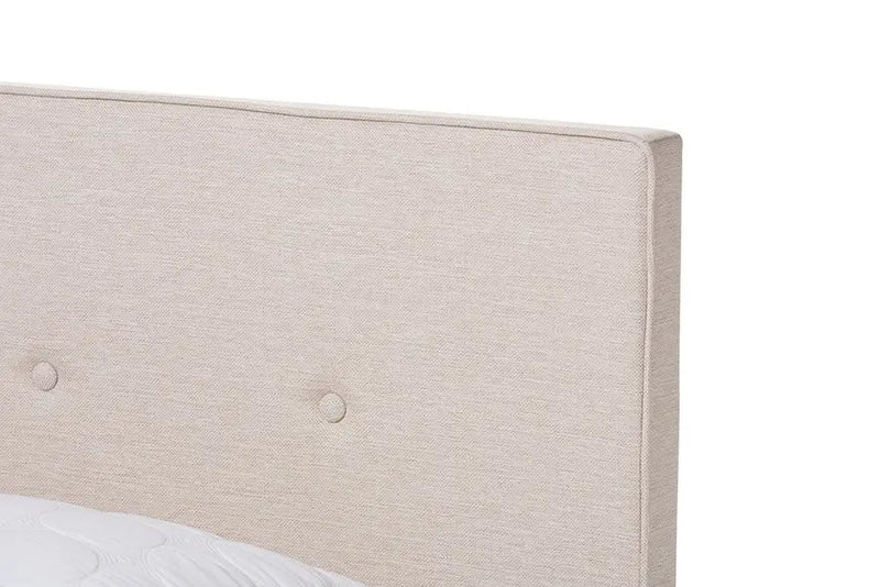 Hampton Light Beige Fabric Upholstered Box Spring Bed (Queen) iHome Studio