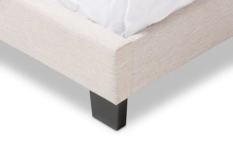 Hampton Light Beige Fabric Upholstered Box Spring Bed (Queen) iHome Studio
