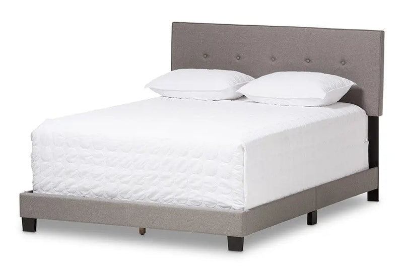 Hampton Light Grey Fabric Upholstered Box Spring Bed (Full) iHome Studio