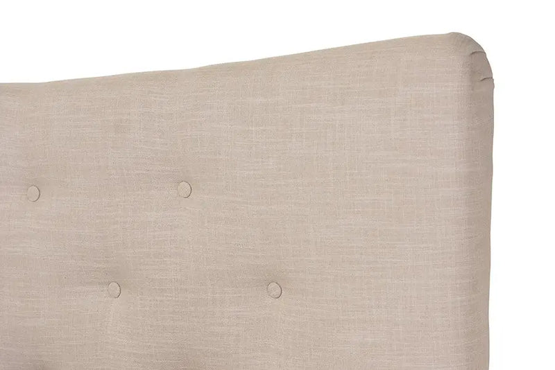 Hannah Beige Linen Button Tufted Platform Bed (Queen) iHome Studio