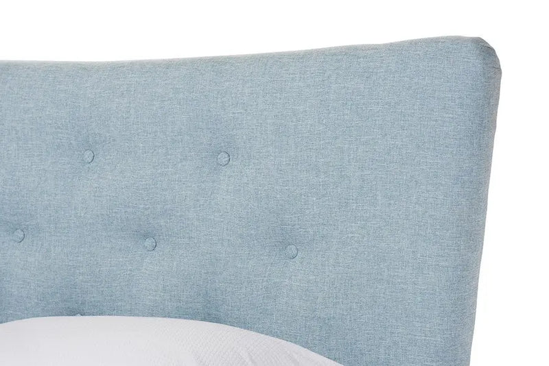 Hannah Sky Blue Fabric Button Tufted Platform Bed (Queen) iHome Studio