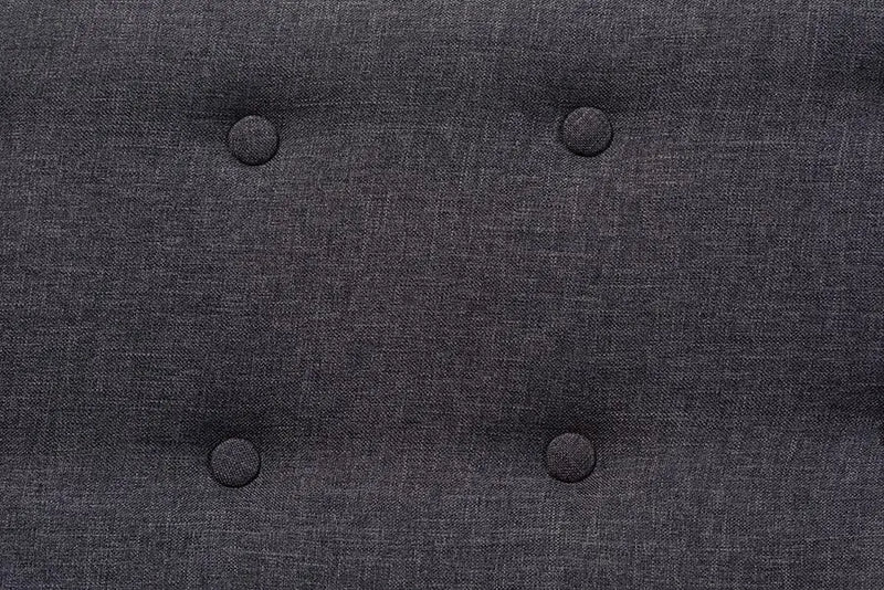 Harper Dark Grey Fabric Upholstered Walnut Wood Button-Tufted 3-Seater Sofa iHome Studio