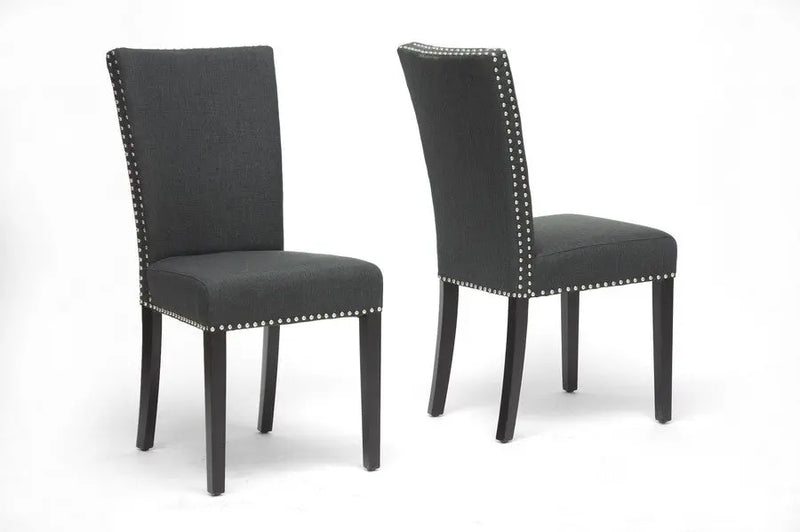 Harrowgate Dark Gray Linen Modern Dining Chair - 2pcs iHome Studio