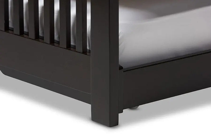 Hevea Dark Brown Solid Wood Platform Bed w/Guest Trundle Bed (Twin) iHome Studio