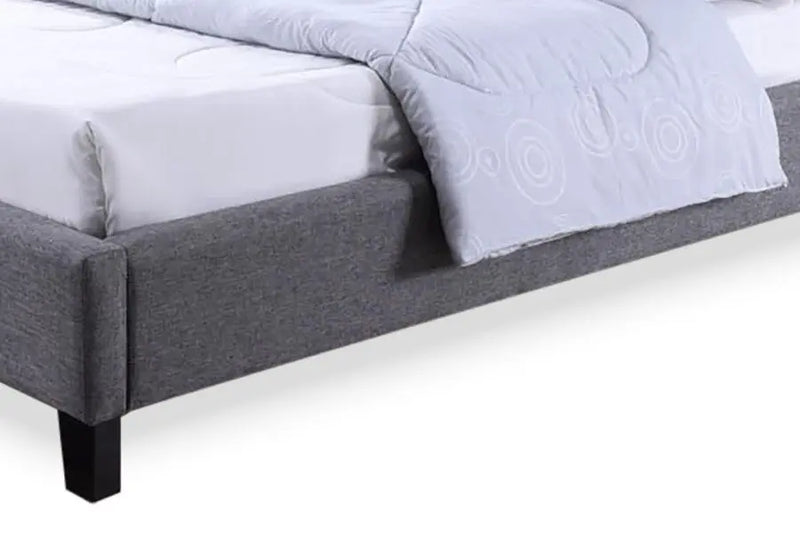 Hillary Grey Fabric Platform Bed w/Horizontal Line Tufted Headboard (Full) iHome Studio
