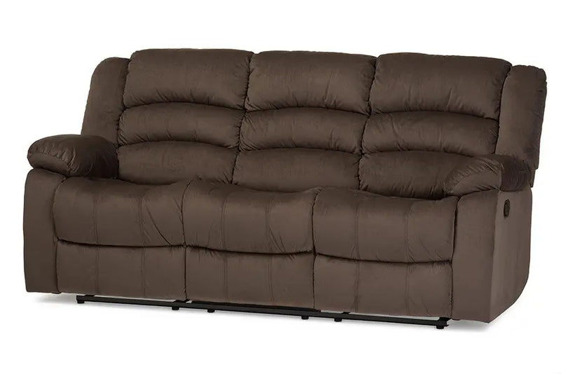 Hollace Taupe Microsuede 3-Seater Recliner iHome Studio