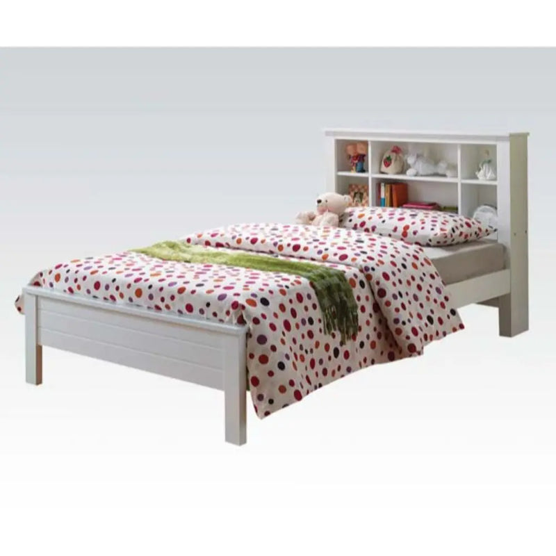 Houston Twin Bed w/Bookcase Headboard, White iHome Studio