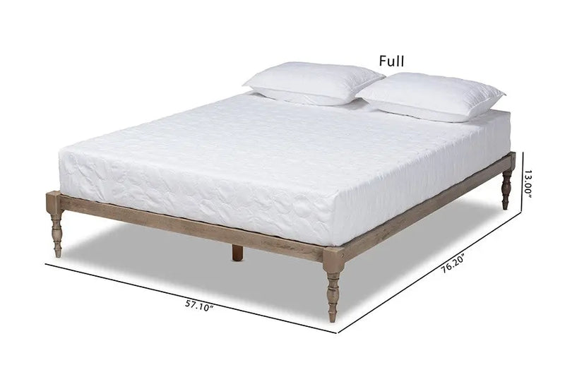 Iseline Antique Grey Wood Platform Bed Frame (Full) iHome Studio