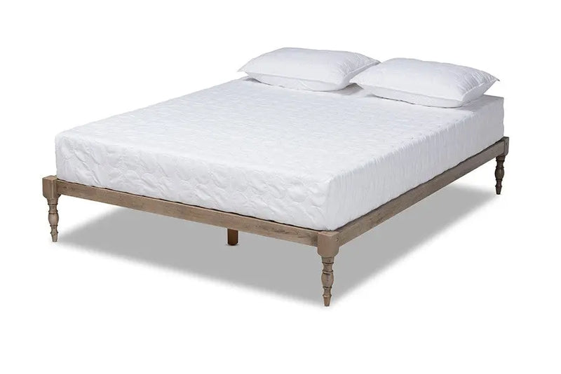 Iseline Antique Grey Wood Platform Bed Frame (King) iHome Studio