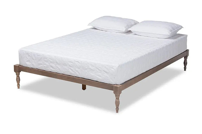 Iseline Antique Oak Wood Platform Bed Frame (King) iHome Studio