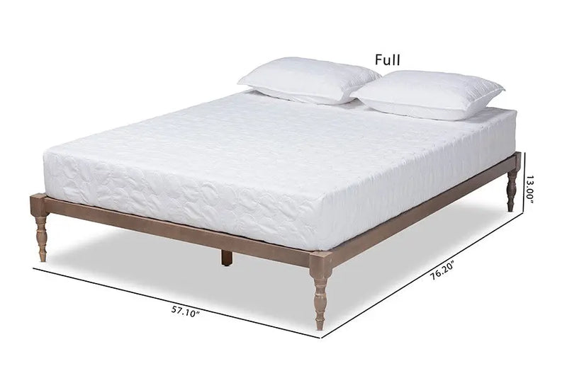 Iseline Antique Oak Wood Platform Bed Frame (King) iHome Studio