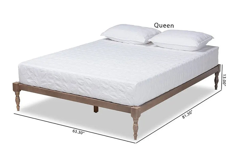 Iseline Antique Oak Wood Platform Bed Frame (King) iHome Studio