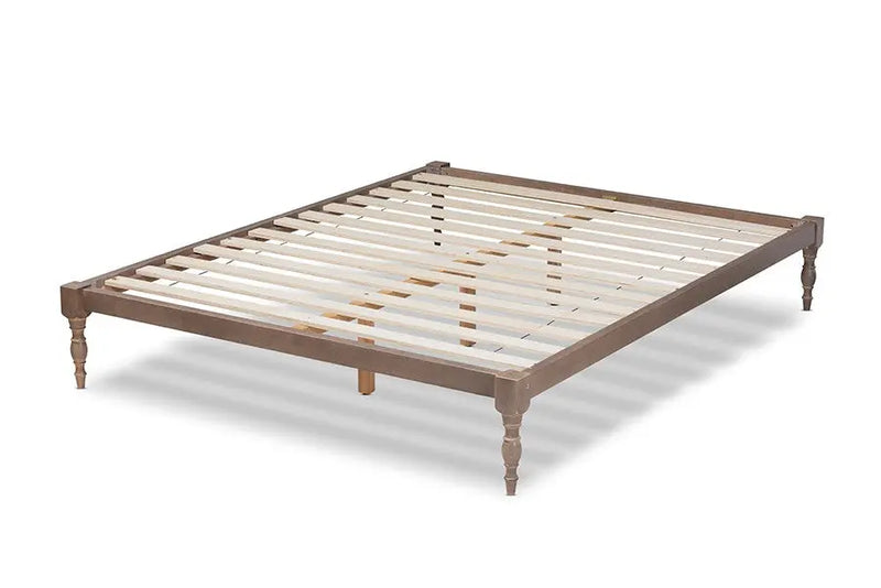 Iseline Antique Oak Wood Platform Bed Frame (Queen) iHome Studio